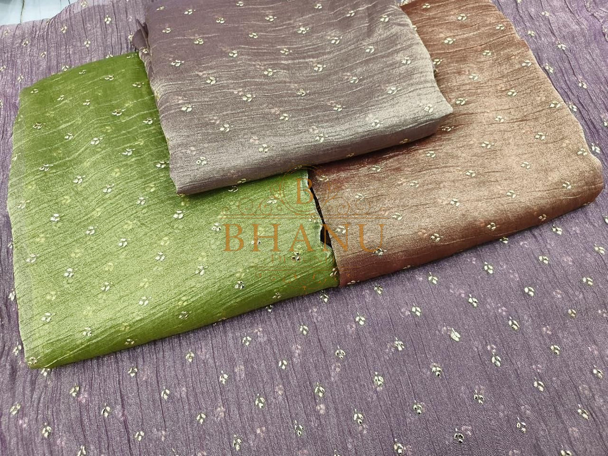 Green, taupe and lilac shimmer - fabric by the metre