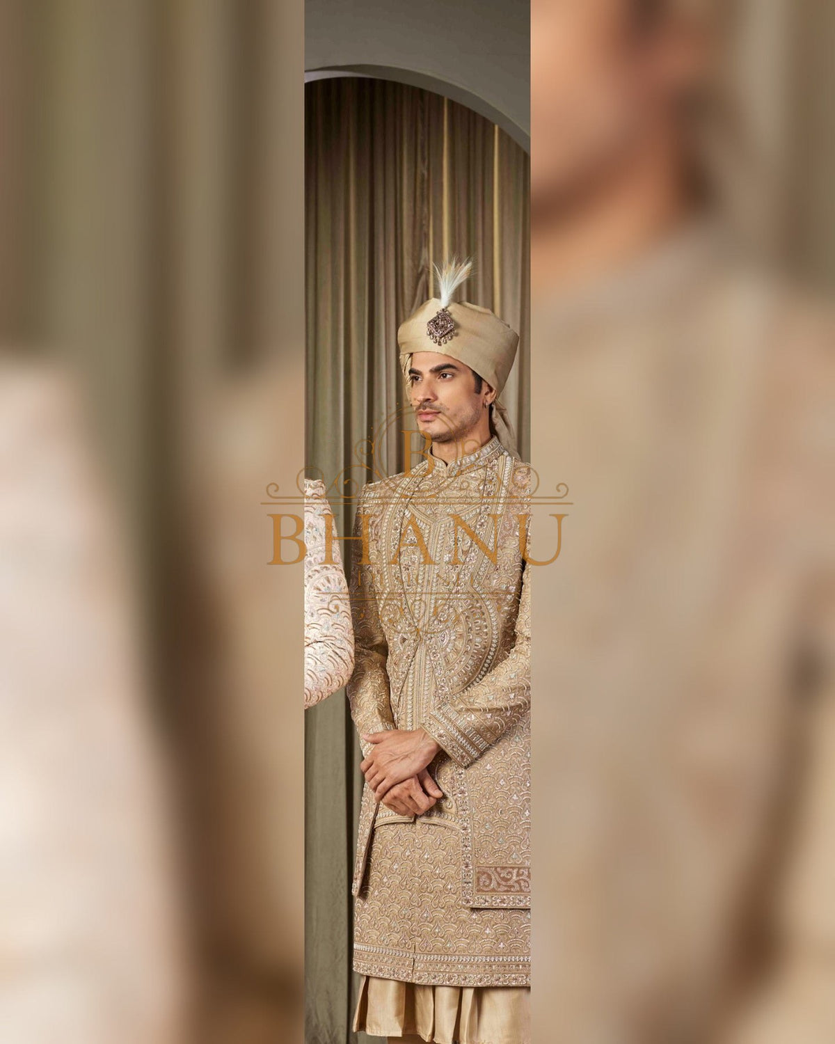 Sherwani with restrained hand work