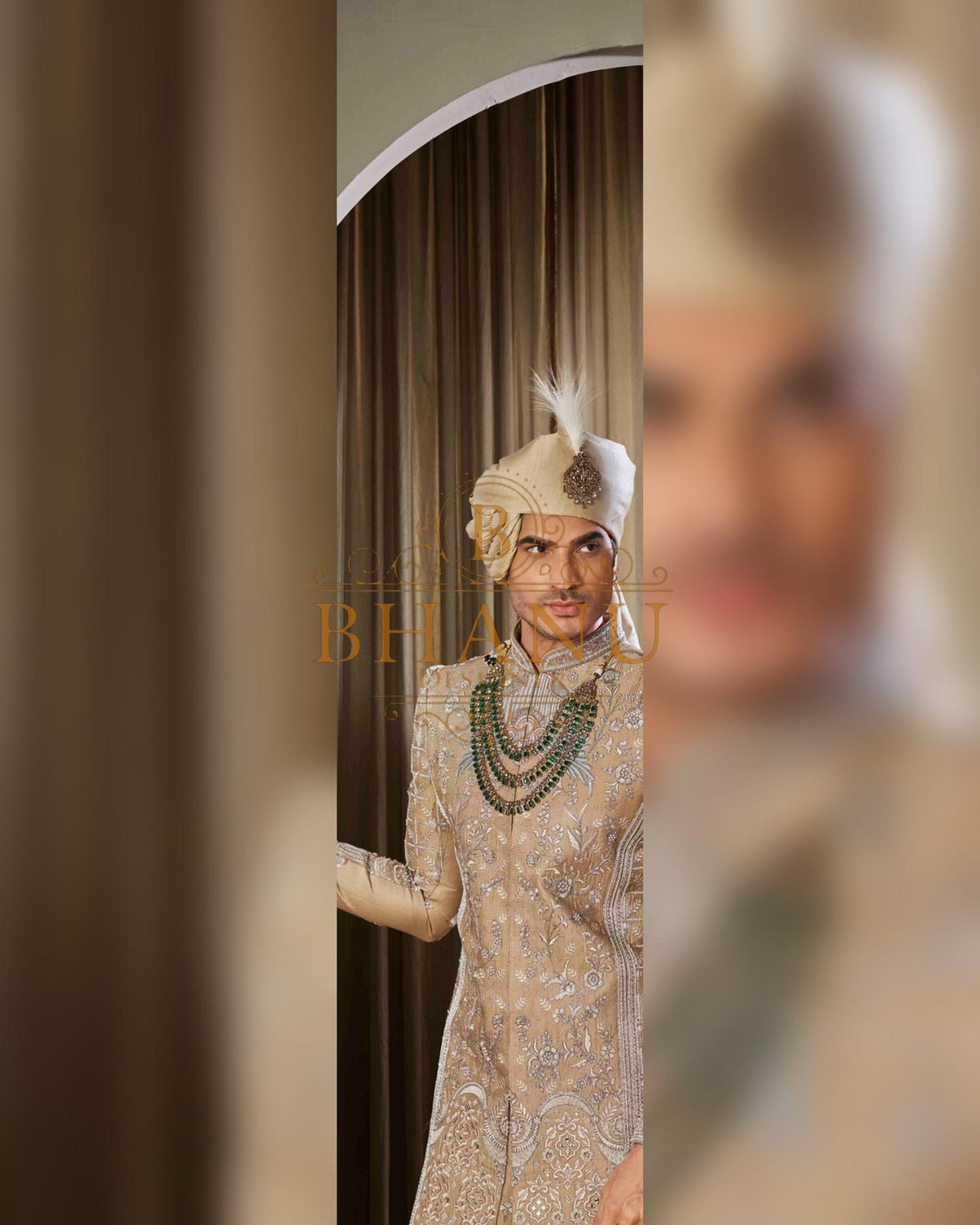 Sherwani with restrained hand work