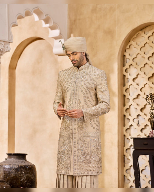Rajwadi Sherwani with hand work