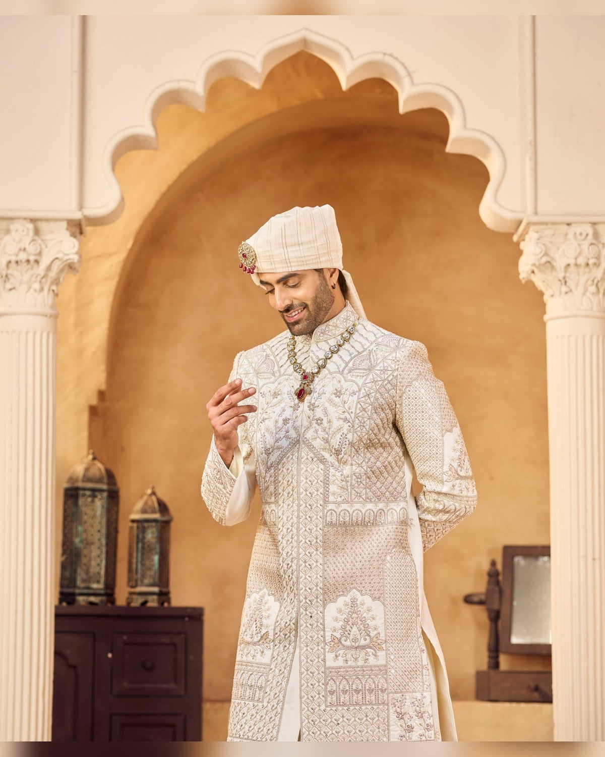 Rajwadi Sherwani with hand work