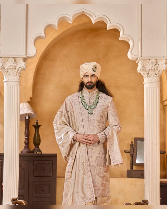Rajwadi Sherwani with dense hand work