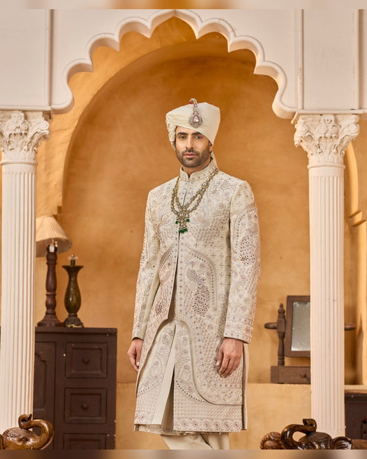 Rajwadi Sherwani with hand work