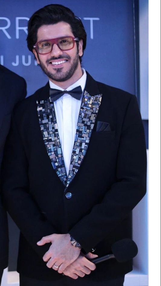 Designer Tuxedo with Geometric Lapel