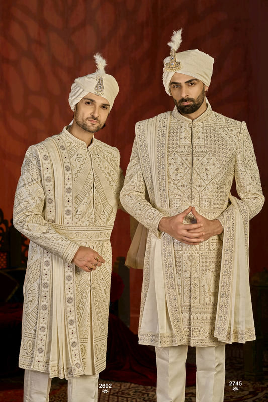 Ivory Zardosi Sherwanis for Wedding