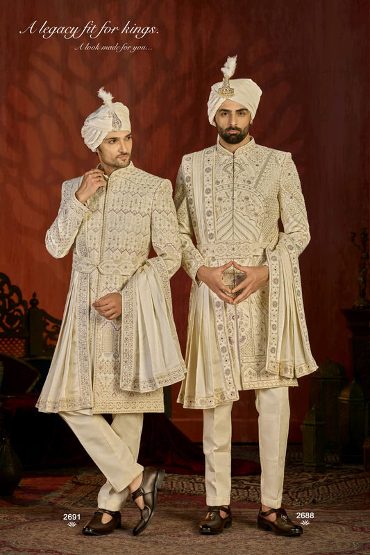 Royal Beige Sherwanis for Groom