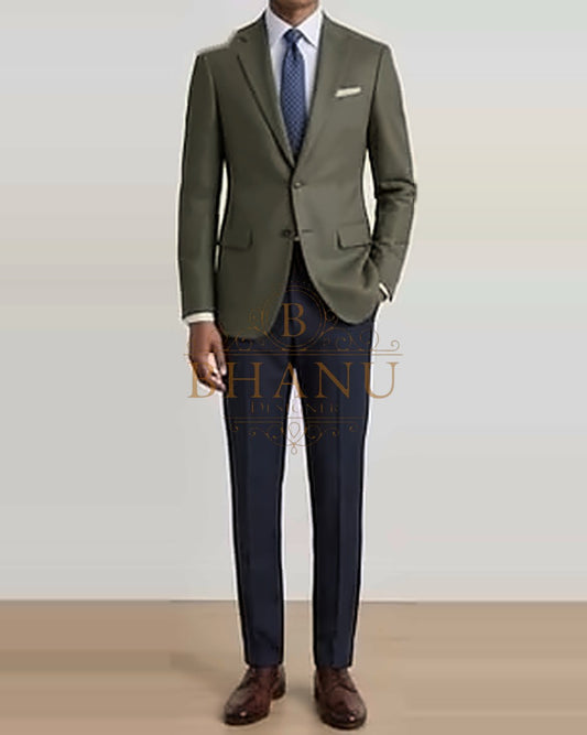 Patterned Blazer - Olive Check
