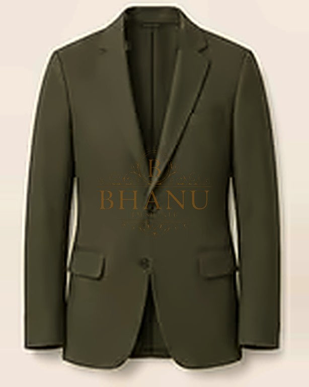 Plain Blazer - Olive Green