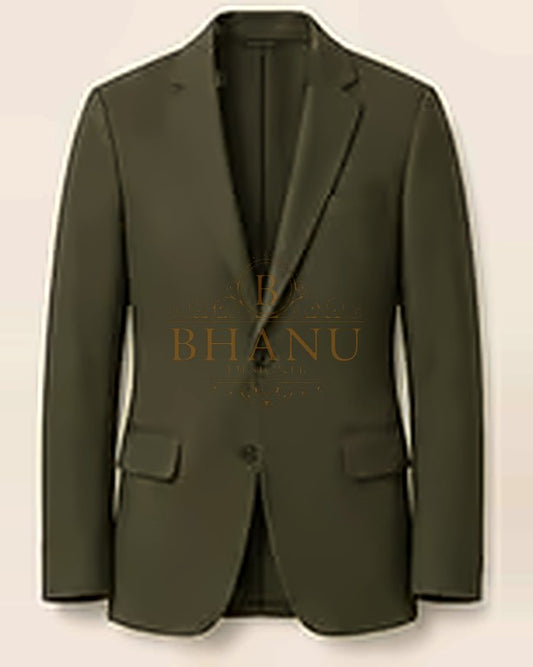 Plain Blazer - Olive Green