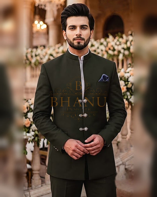Plain Jodhpuri - Bottle Green