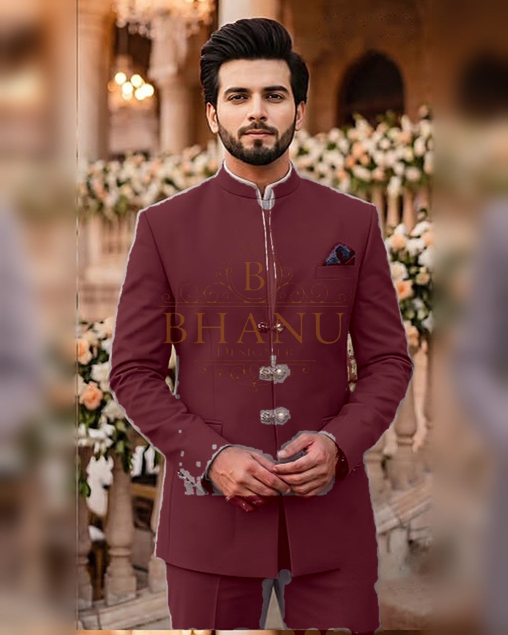 Plain Jodhpuri - Burgundy