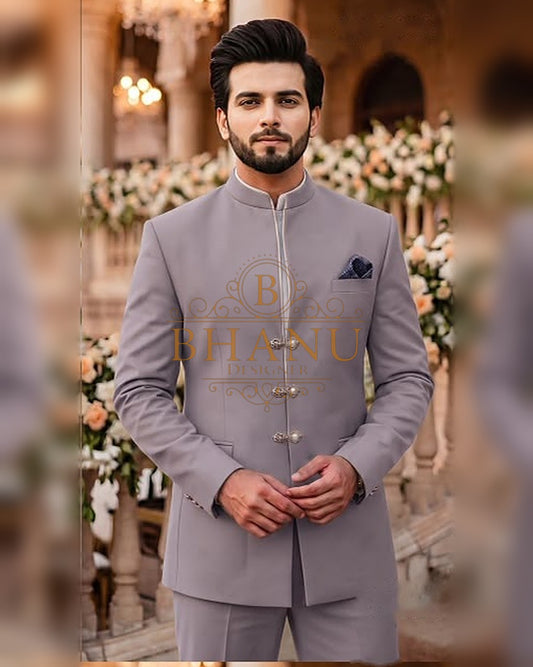 Plain Jodhpuri - Lavender Grey