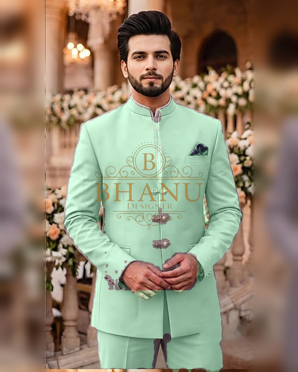 Plain Jodhpuri - Mint Green