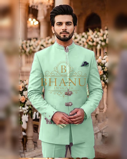 Plain Jodhpuri - Mint Green