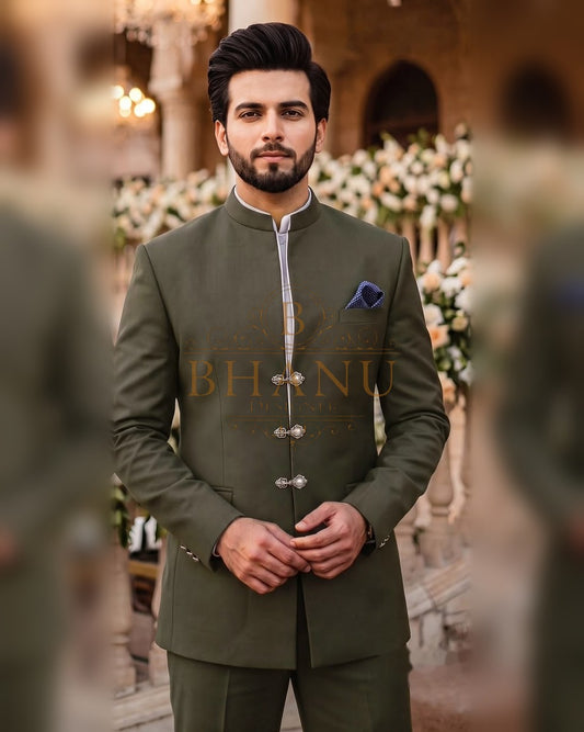 Plain Jodhpuri - Olive