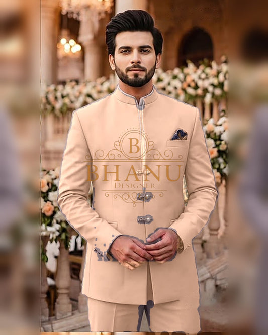 Plain Jodhpuri - Peach