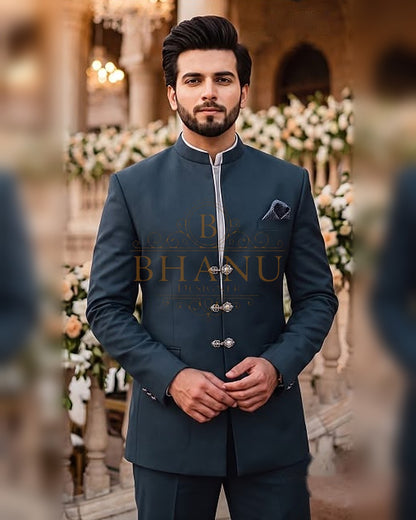 Plain Jodhpuri - Petrol Blue