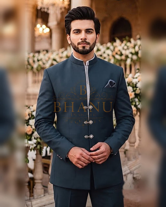 Plain Jodhpuri - Petrol Blue