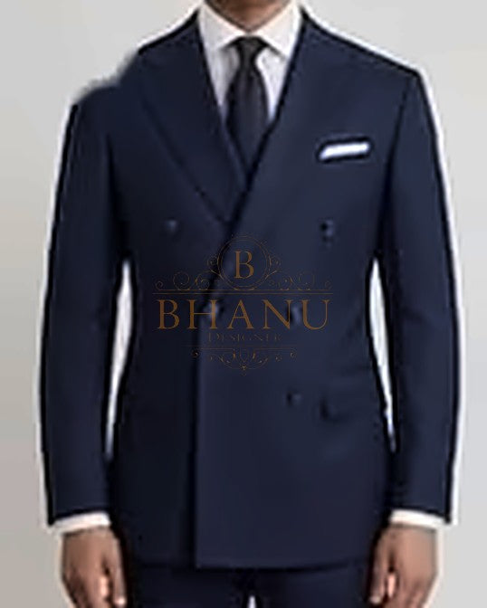 Double-Breasted Six-Button Coat - Navy