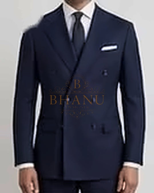 Double-Breasted Six-Button Coat - Navy