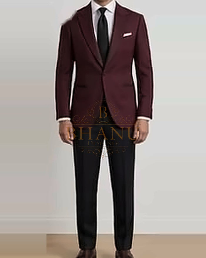 Two-Piece Suit - Burgundy & Black