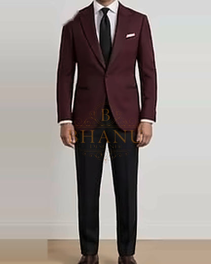 Two-Piece Suit - Burgundy & Black