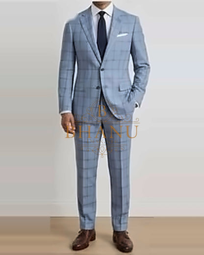 Two-Piece Suit - Light Blue Check