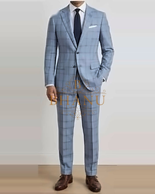 Two-Piece Suit - Light Blue Check