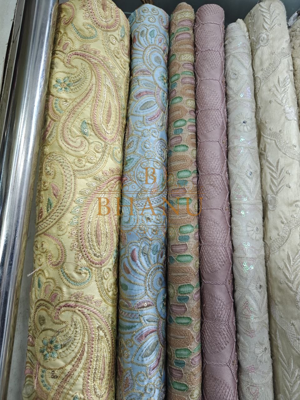 Pastel paisley jacquards on the roll - fabric by the metre