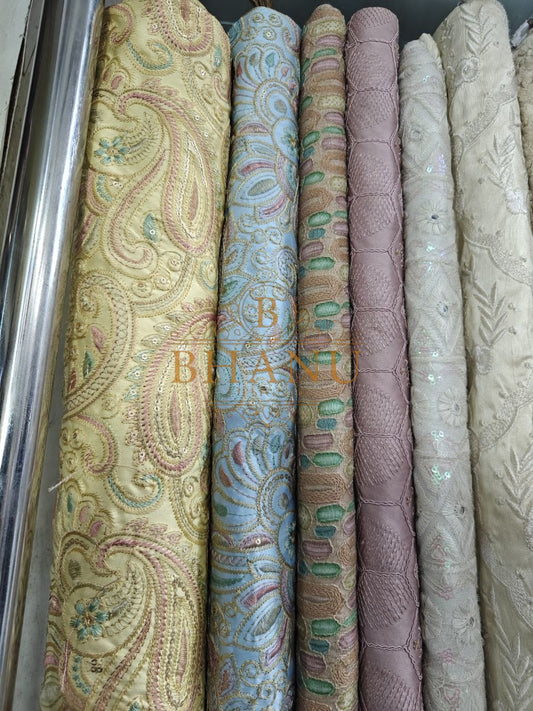 Pastel paisley jacquards on the roll - fabric by the metre