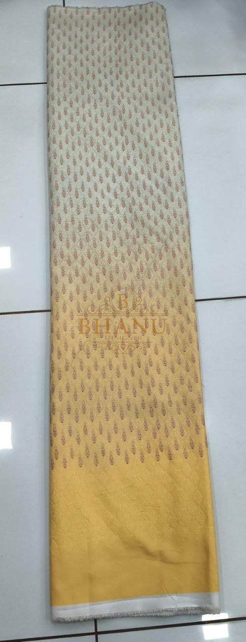 Cream to mustard ombre with fine butti - fabric by the metre