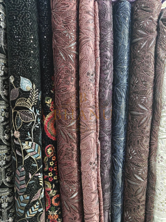 Dark florals and textured weaves on the roll - fabric by the metre