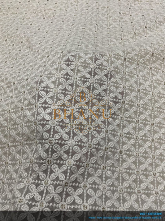Ivory with tonal floral cutwork - fabric by the metre