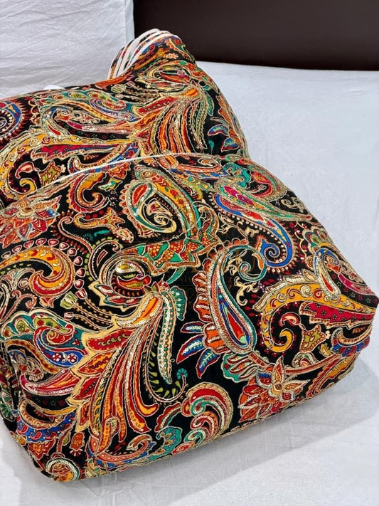 Black with multicolour paisley - fabric by the metre