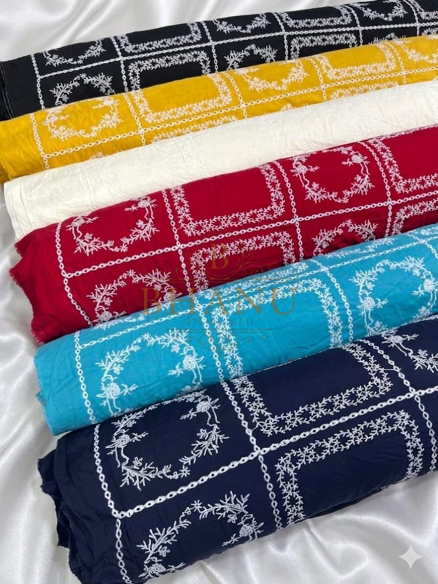 Bandhani in yellow, red, blue and navy - fabric by the metre