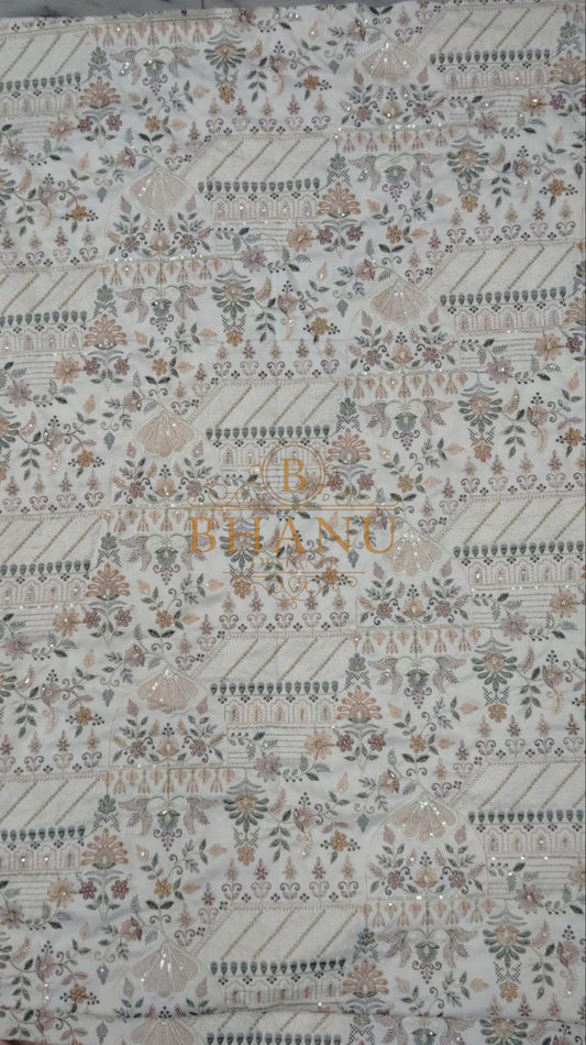 Pale grey with a fine floral print - fabric by the metre