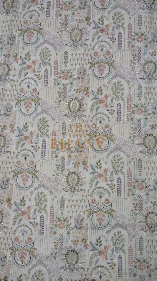Pale ground with a fine Mughal print - fabric by the metre