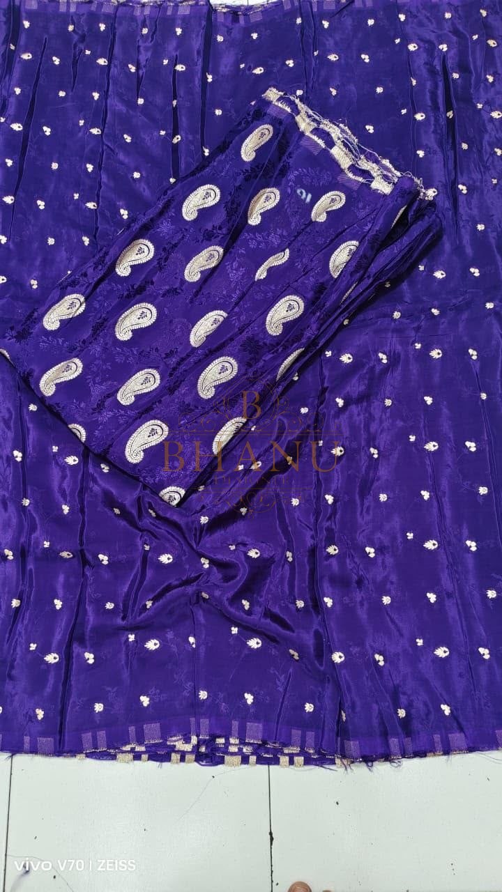 Purple with a white paisley print - fabric by the metre
