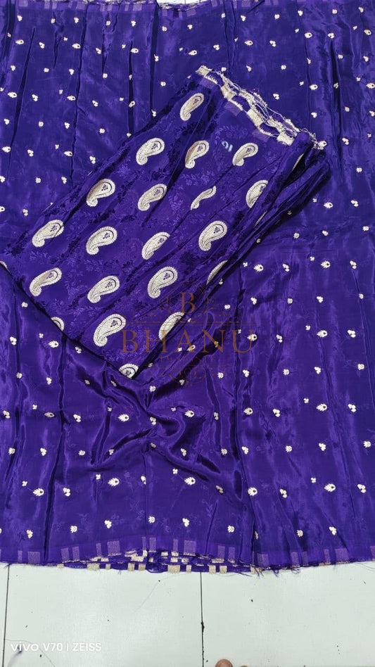 Purple with a white paisley print - fabric by the metre
