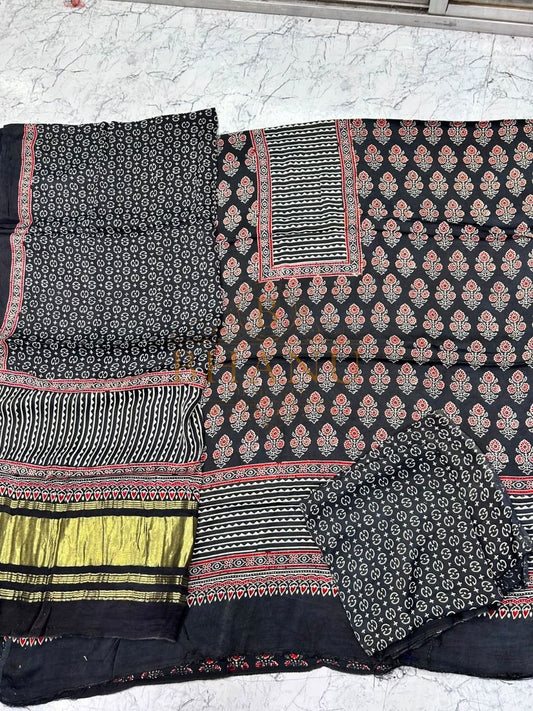 Grey and black block print, cut set - fabric by the metre