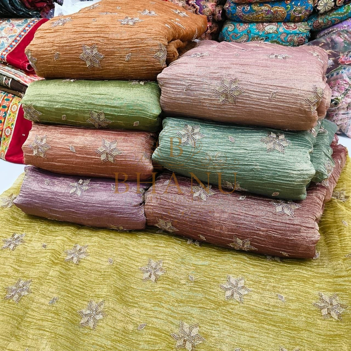 Shimmer in pink, green and lilac - fabric by the metre