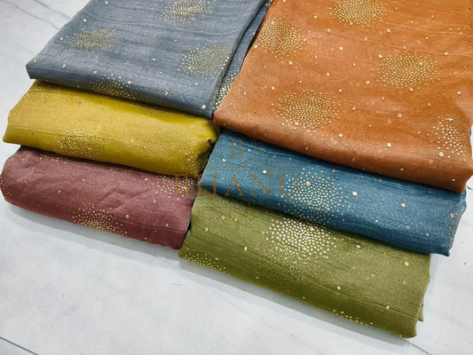 Yellow, orange, blue and green shimmer - fabric by the metre