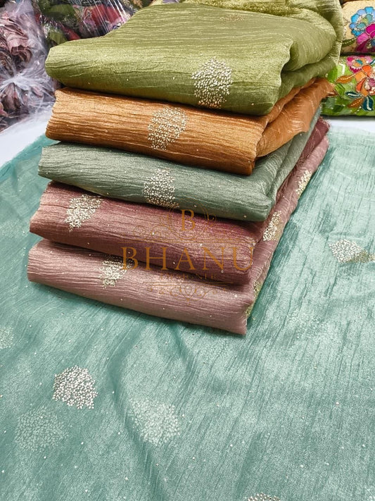 Pastel shimmer with fine embroidery - fabric by the metre