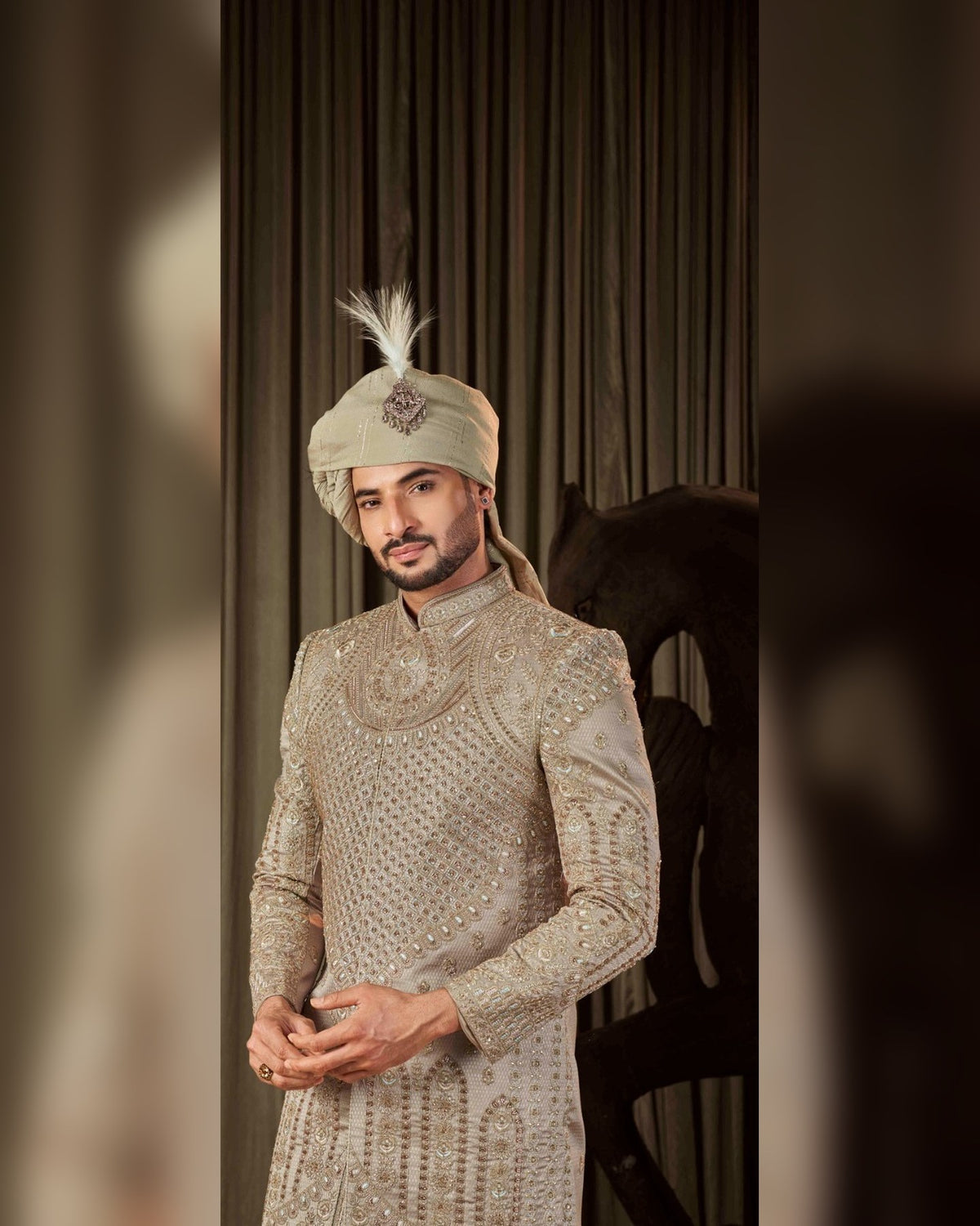 Sherwani with dense hand work