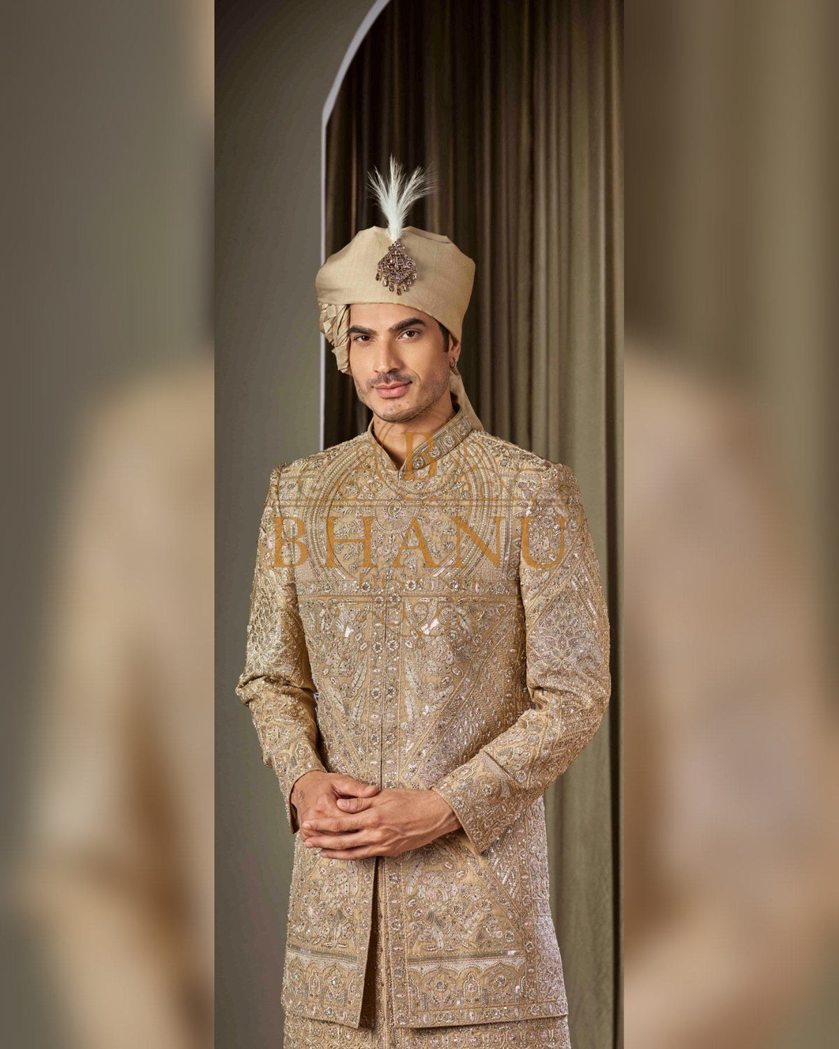 Sherwani with dense hand work