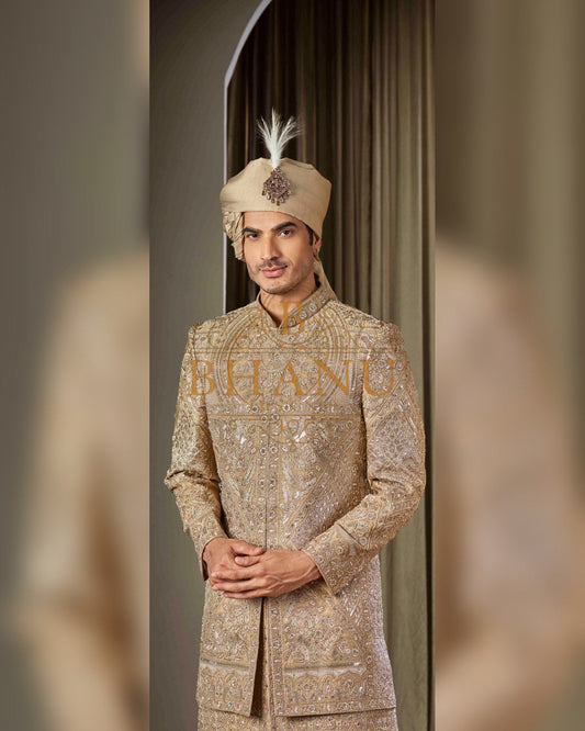 Sherwani with dense hand work