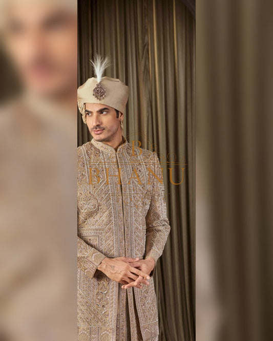 Sherwani with dense hand work