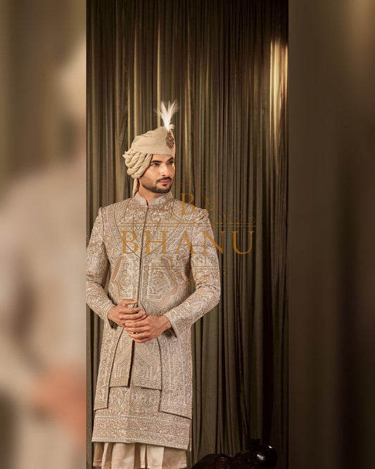 Sherwani with dense hand work