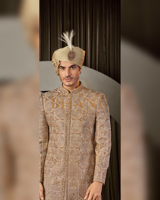 Sherwani with dense hand work
