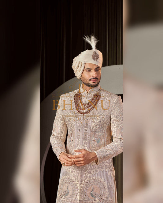 Sherwani with dense hand work
